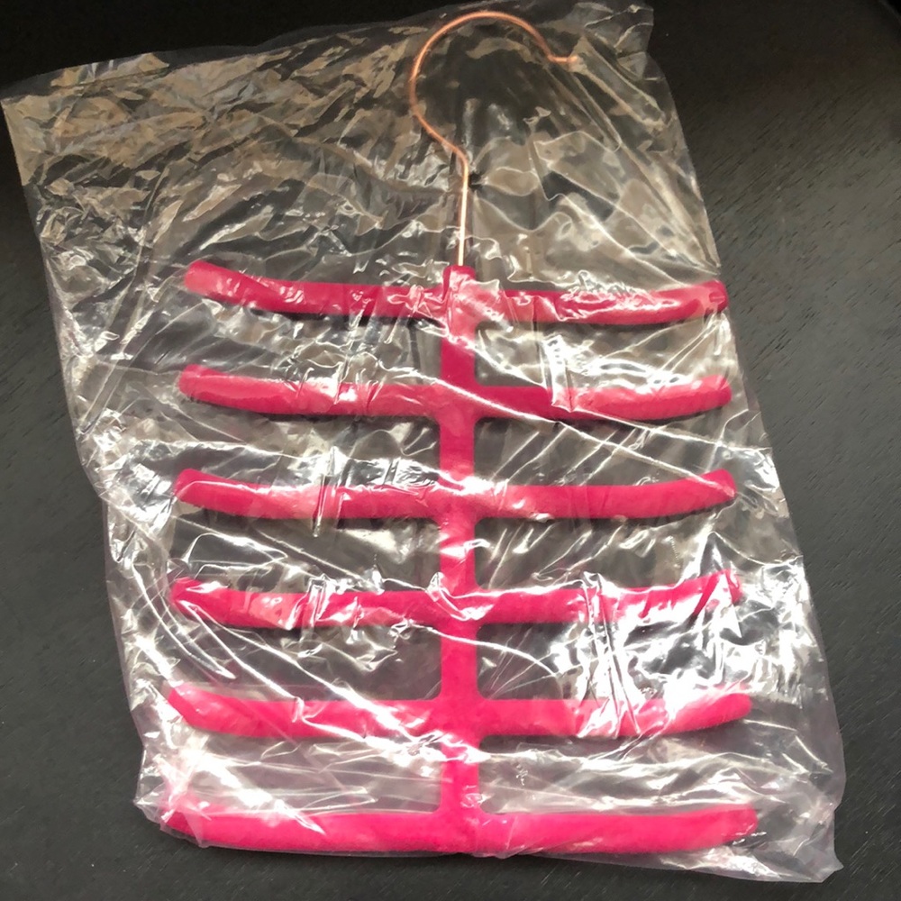 Pink Velvet Accessory Hanger - in packaging